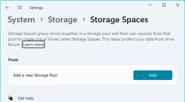 How to create a pool of drives