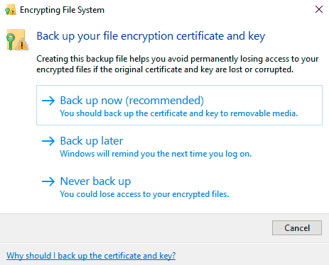 Encrypting files and folders in Windows