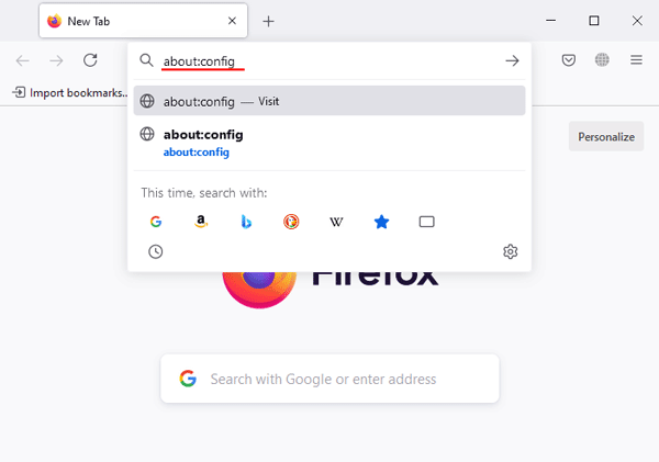 Opening Mozilla Firefox settings