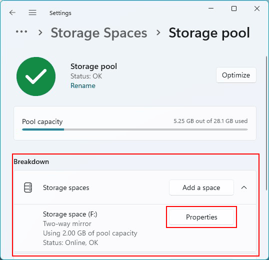 How to delete a storage space in Windows 11