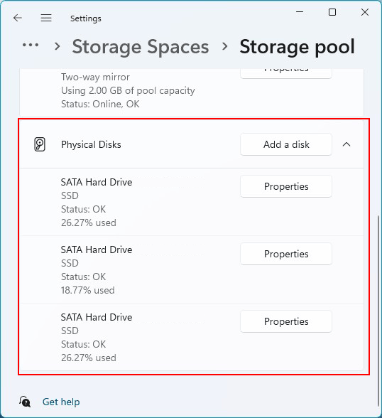 Windows 11 Storage Spaces
