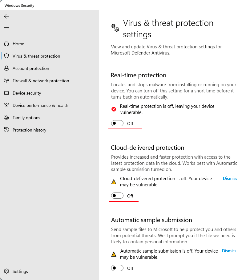 How to disable or configure Defender Windows 11