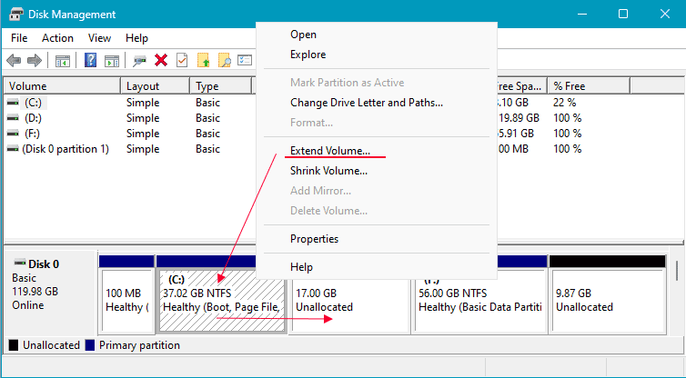 Extend Volume Not Active in Windows 11