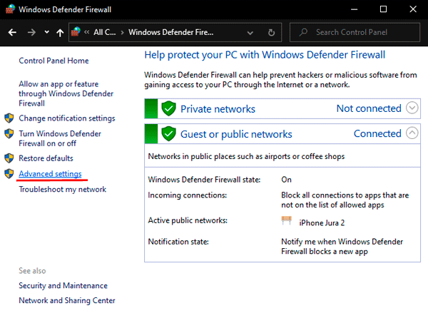 How can I setup and shutdown Windows Firewall