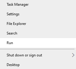 Opening the Run windows via Start context menu
