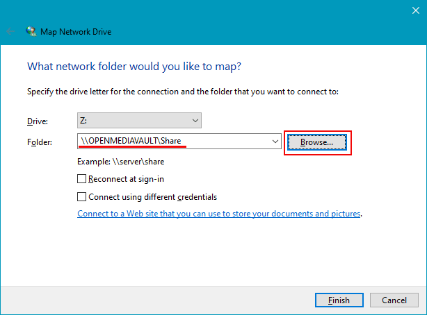 NAS as a network drive in Windows