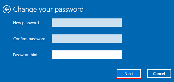 Setting up the blank password