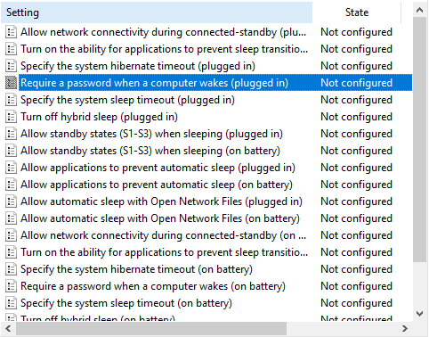 Require password when a computer wakes (plugged in)