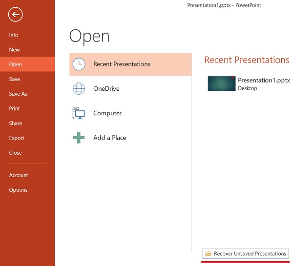 How to recover an unsaved Microsoft PowerPoint presentation