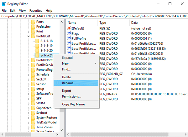 Recover a damaged Windows 10 profile