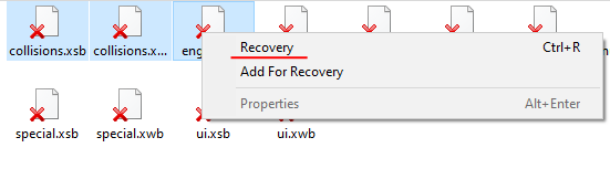 Select the files for recovery