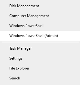 Opening the Windows PowerShell(Admin)