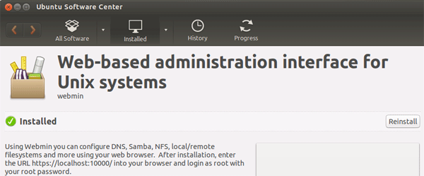 Webmin installed
