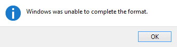 Error formatting the disk in Windows