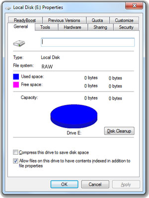 what is file system raw