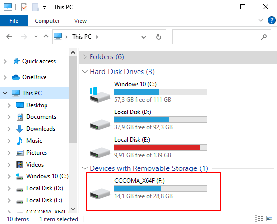 Your flash drive in Windows Explorer