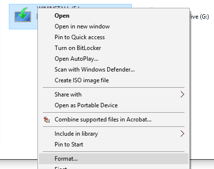Mac flash drive context menu
