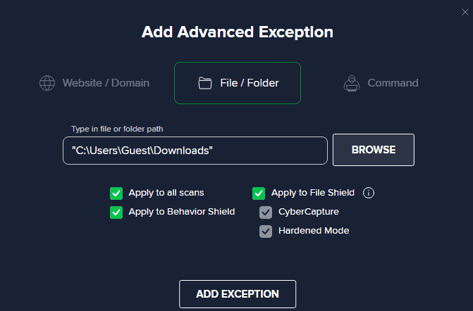 avast overwatch exception