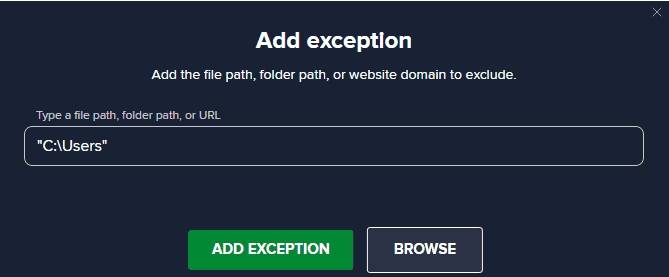 Add Avast Exceptions