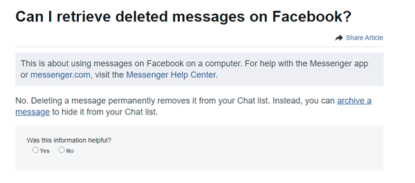 How to recover deleted Facebook messages