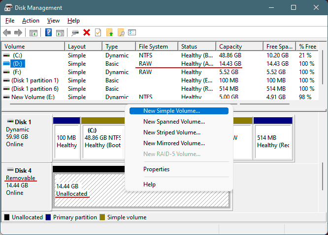 Create a partition on the flash drive