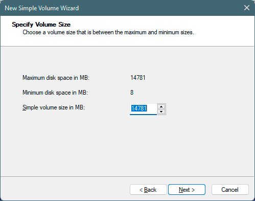 Create a volume on a flash drive