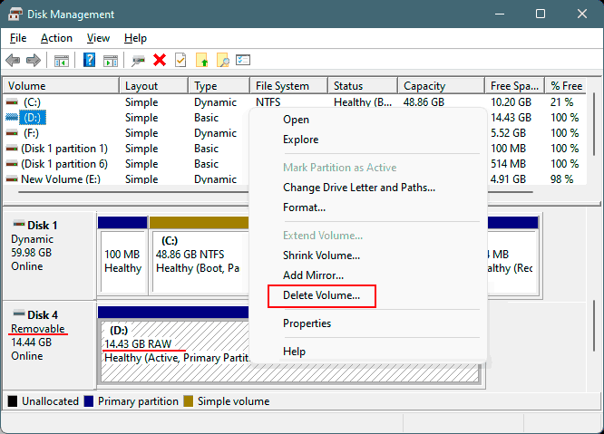 How to delete a partition on a flash drive 