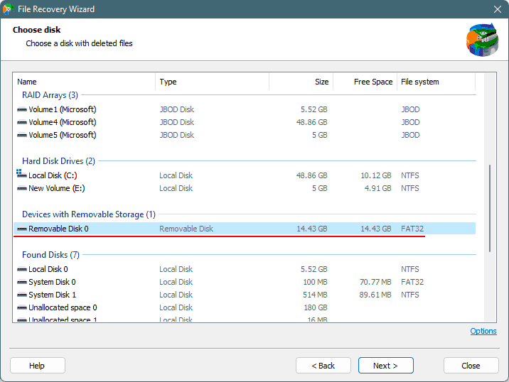 Recovery of files from a flash drive with the program RS Partition Recovery