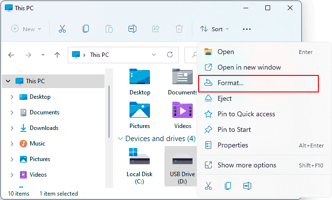 How to format a flash drive in Windows