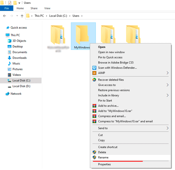 How to rename a user data folder in Windows 10 How to rename a user data folder in Windows 10