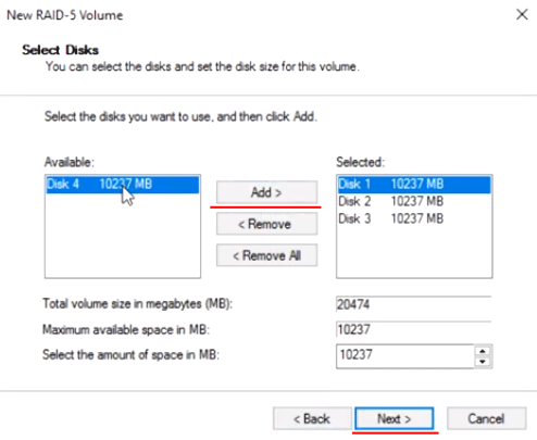 Adding disk to new RAID array