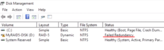 Failed redundancy status