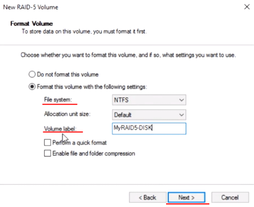 Choosing the name and file system, for your RAID array