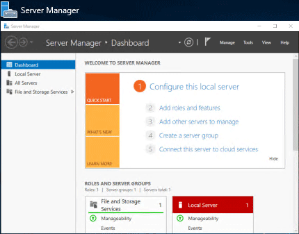 Server manager main window