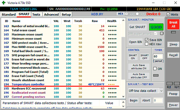 Fix S.M.A.R.T. on SSD hard