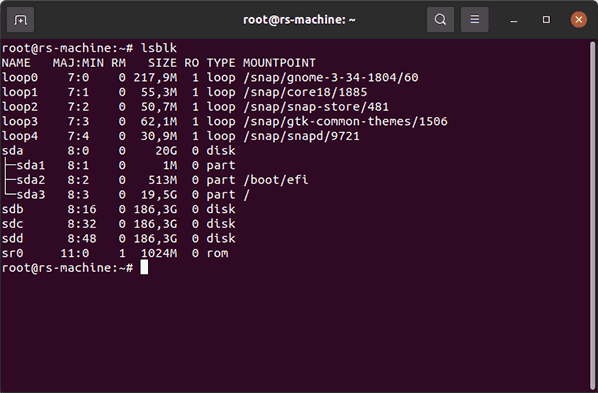 Connected disks list in Linux