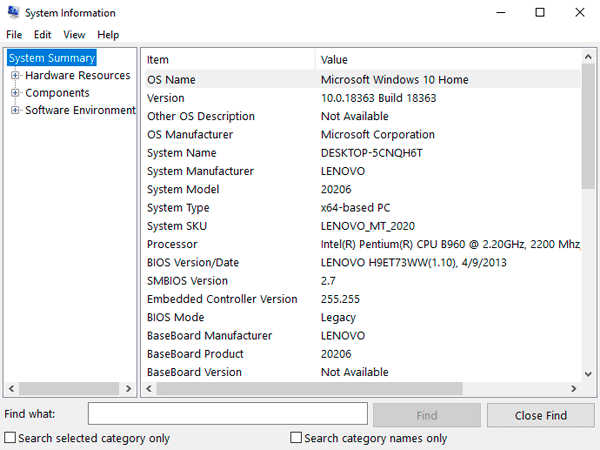 How to get the full information about a computer in Windows 10??
