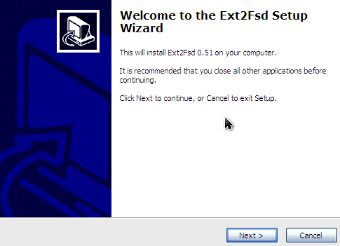 Installing the EXT2FSD driver