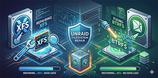 How to safely repair corrupted XFS and BTRFS filesystems in Unraid without risking data loss How to safely repair corrupted XFS and BTRFS filesystems in Unraid without risking data loss