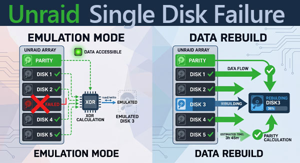 Unraid Single Disk Failure: Data Recovery, Emulation, Rebuild