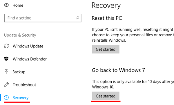 erase previous versions windows 10