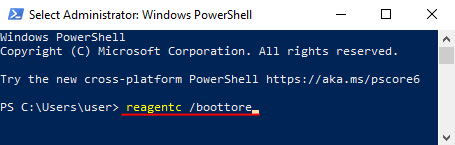 Performing the reagentc /boottore command
