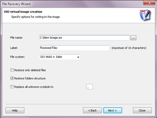 Create ISO image with recovered data