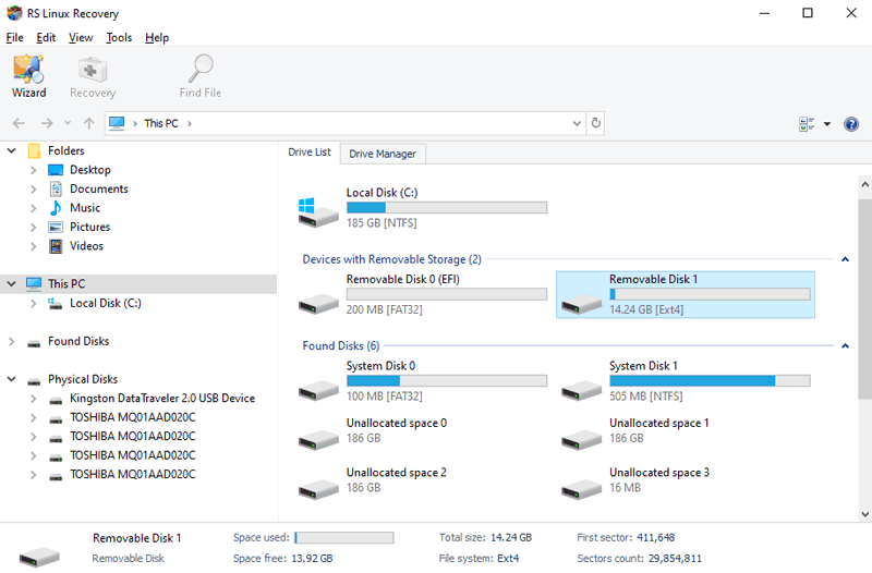 How to recover data from Linux Ext2, Ext3, Ext4, ReiserFS, XFS, UFS, Btrfs or Zfs partitions in Windows