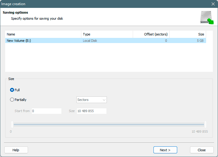 RS Partition Recovery - create and save a virtual image of the disk