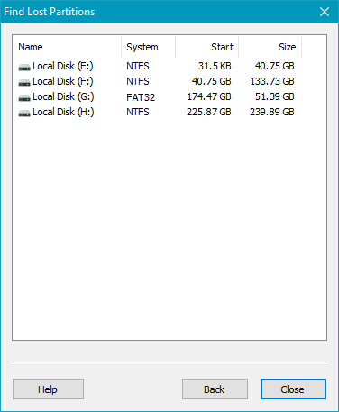 list of logical partitions