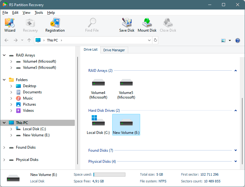 Main screen RS Partition Recovery