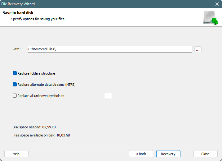 RS Partition Recovery - saving recovered files